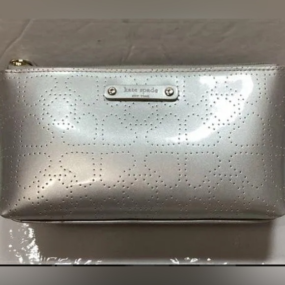 kate spade Handbags - Kate Spade New York Little Shiloh Metro Spade silver shimmer cosmetic bag